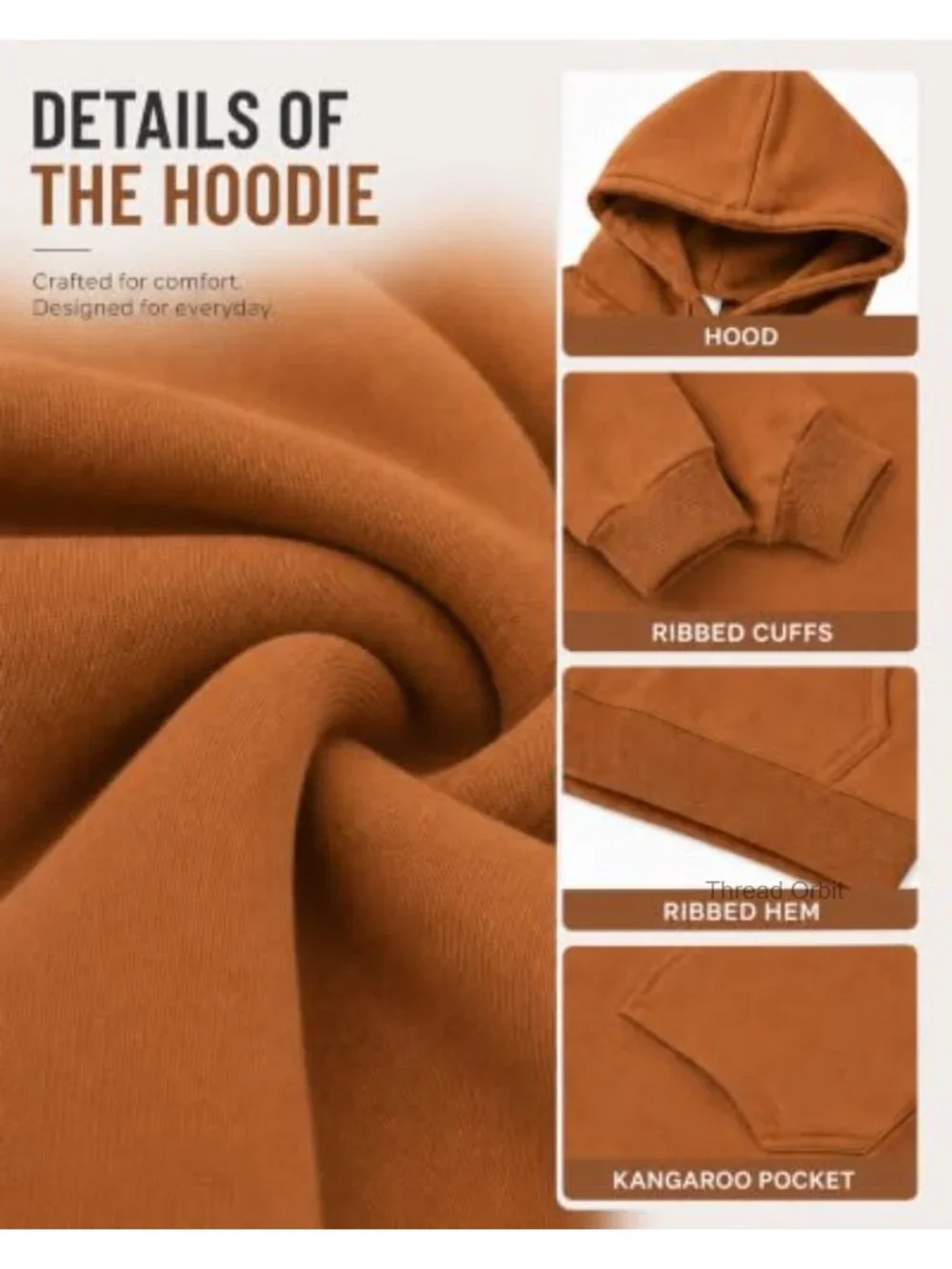 Fleece Hoodie Pullover Long Sleeve Hooded Sweatshirt Drawstring Casual Workout